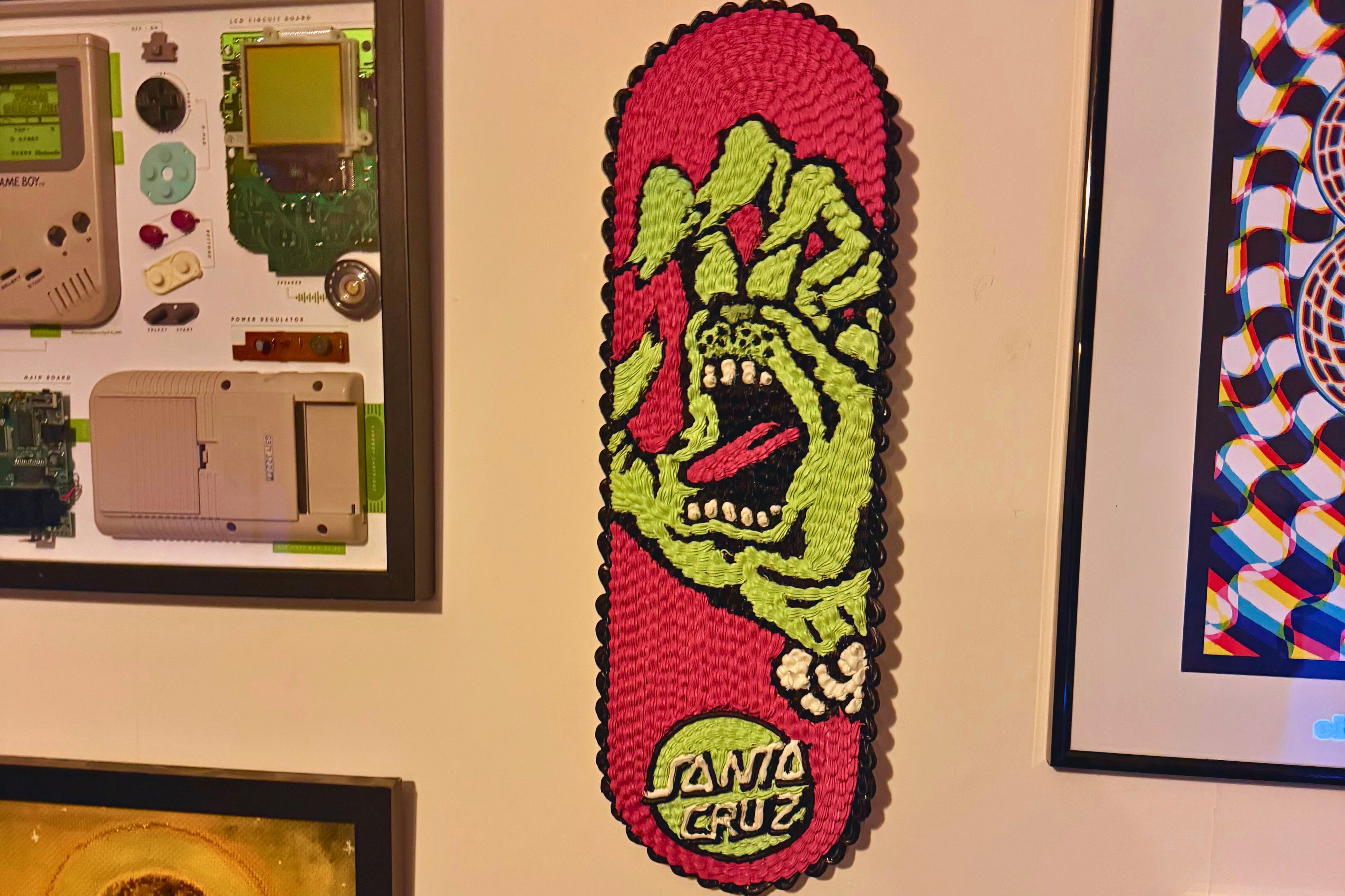 Santa Cruz x Grinch Screaming Hand Scakeboard hand piped