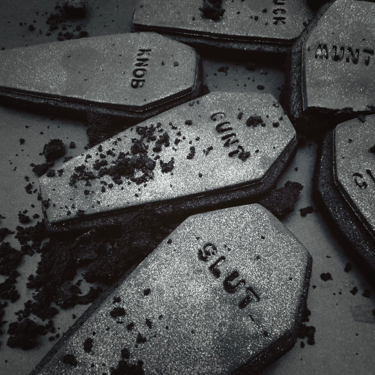 All black Vegan Sweary Shortbread Biscuits