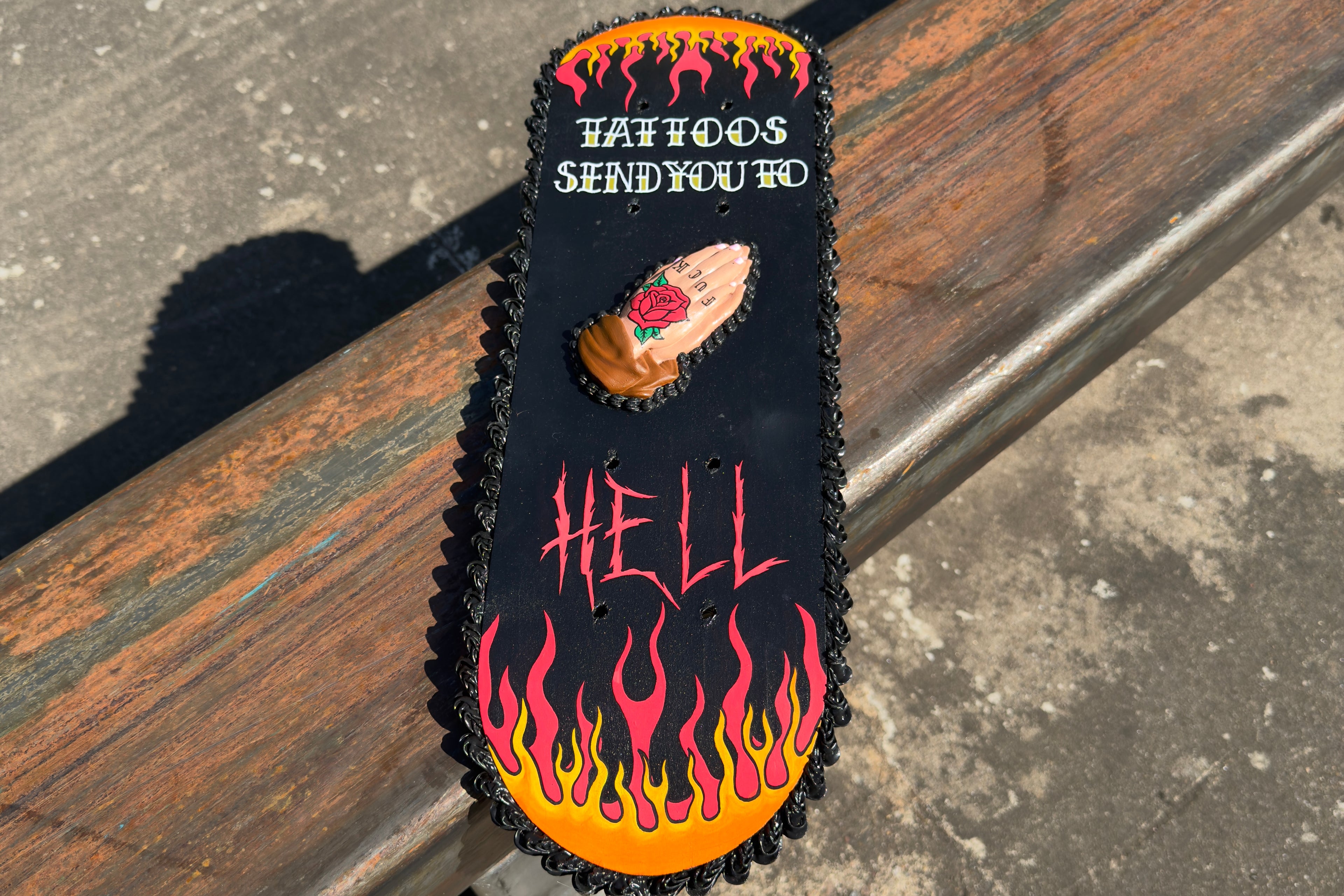 Tattoos send you to hell scakeboard