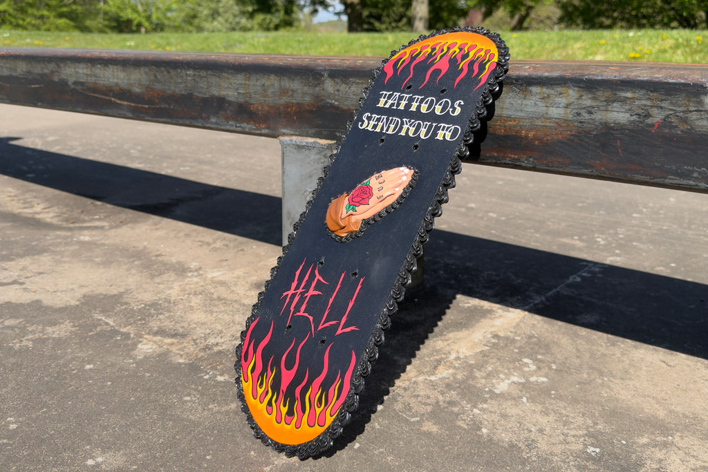 Tattoos send you to hell scakeboard