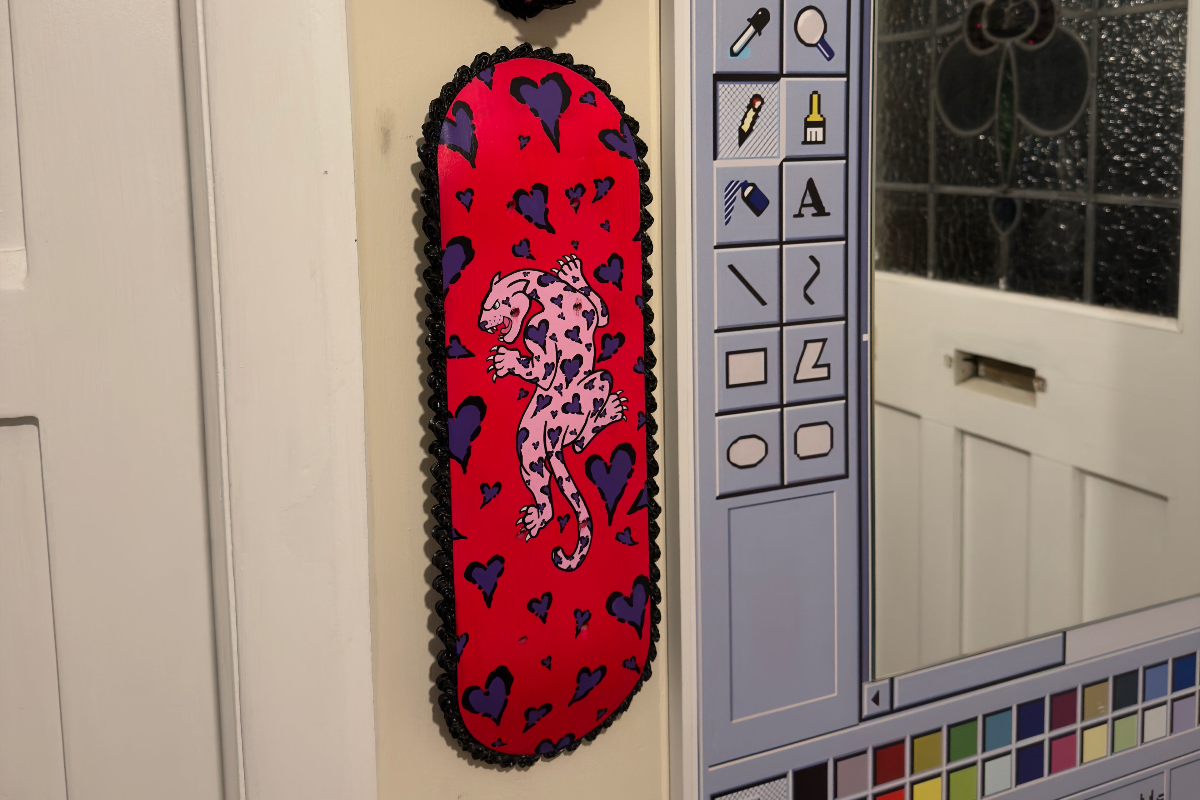 Heart print Leopard Scakeboard