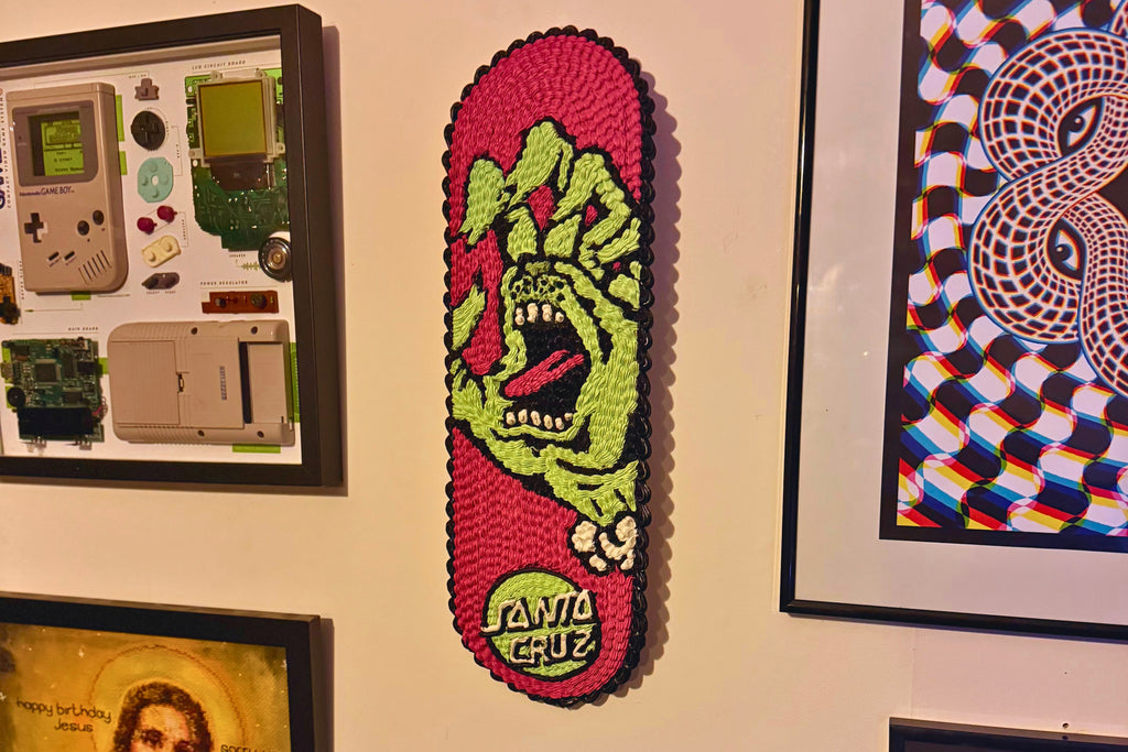 Santa Cruz x Grinch Screaming Hand Scakeboard hand piped